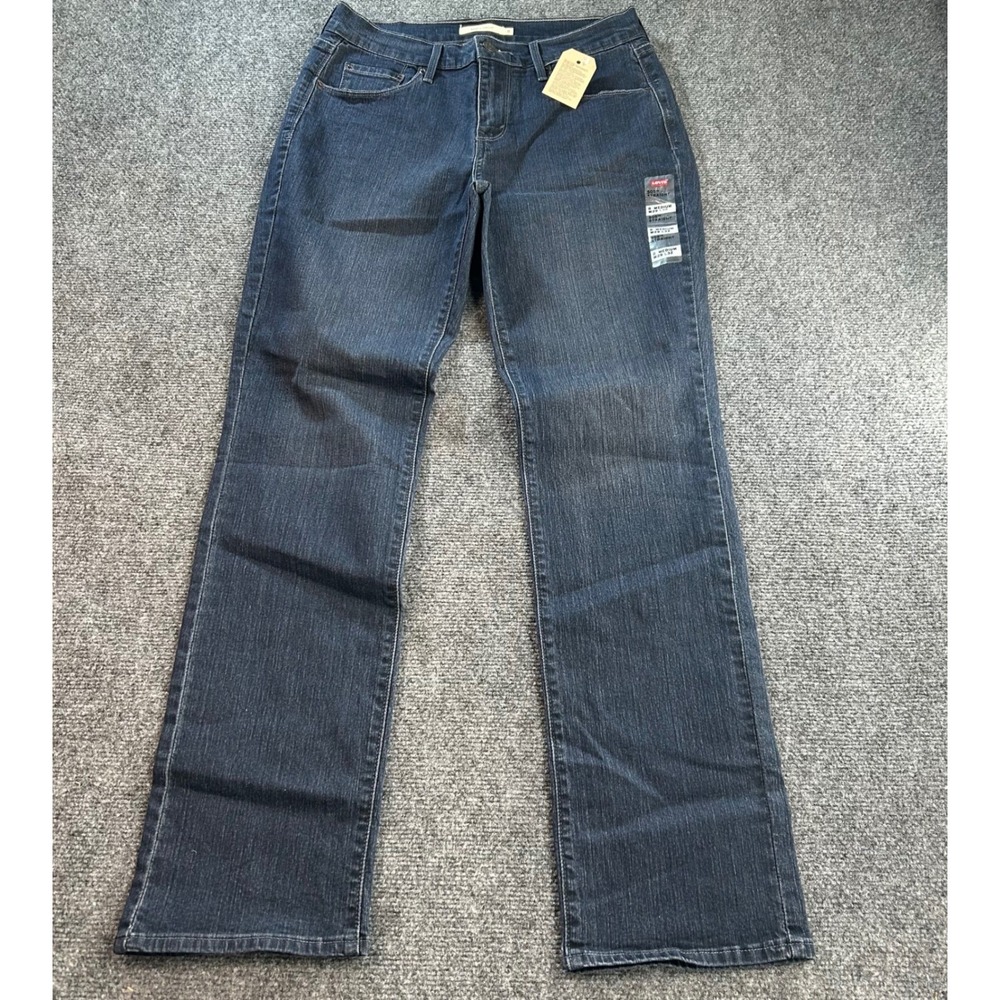 Levi's 505 Straight Jeans Women 8 Medium W29 L32 Dark Blue Stretch NWT